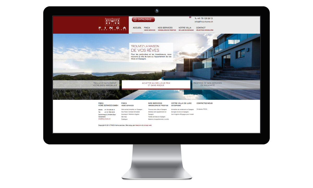 Site internet de l'entreprise suisse Finca Home Services