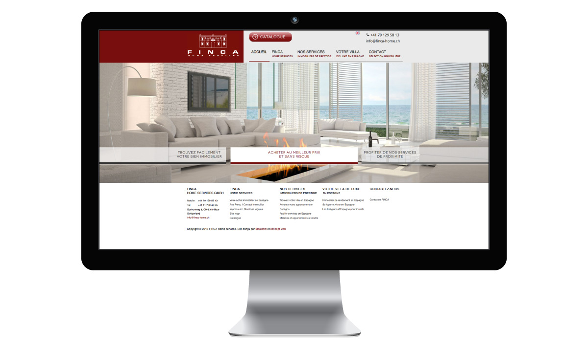 Home page du site internet de Finca Home Services