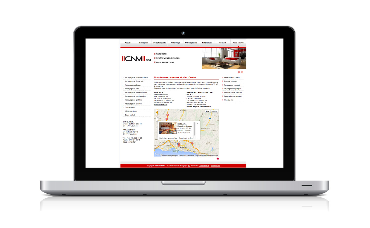 Création d'un site internet pour l'entreprise de nettoyage CNM Sàrl