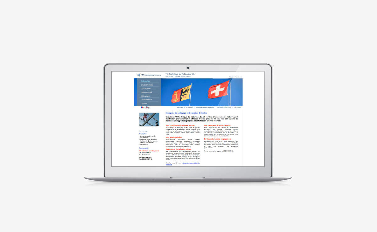 Rédaction et référencement du site internet de TN-Technique du Nettoyage SA