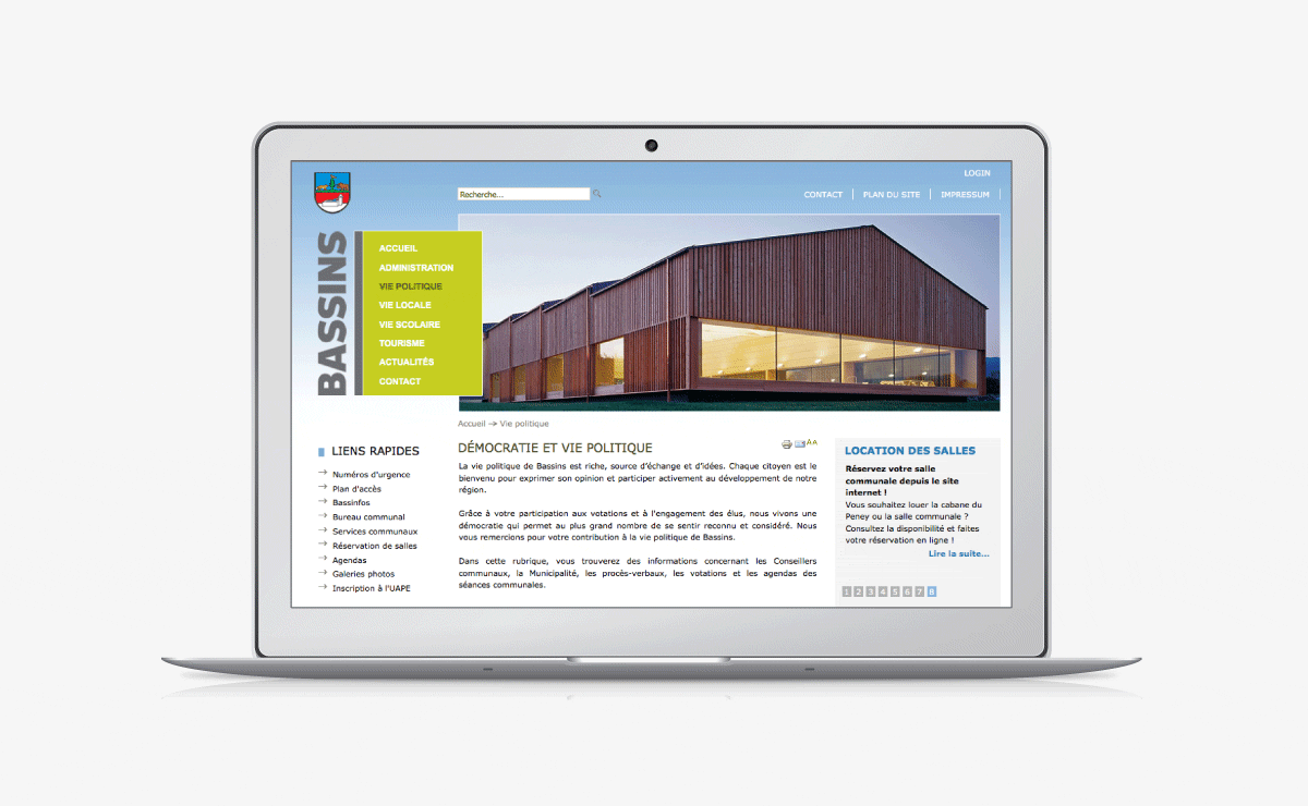 Création du site internet de la Commune de Bassins