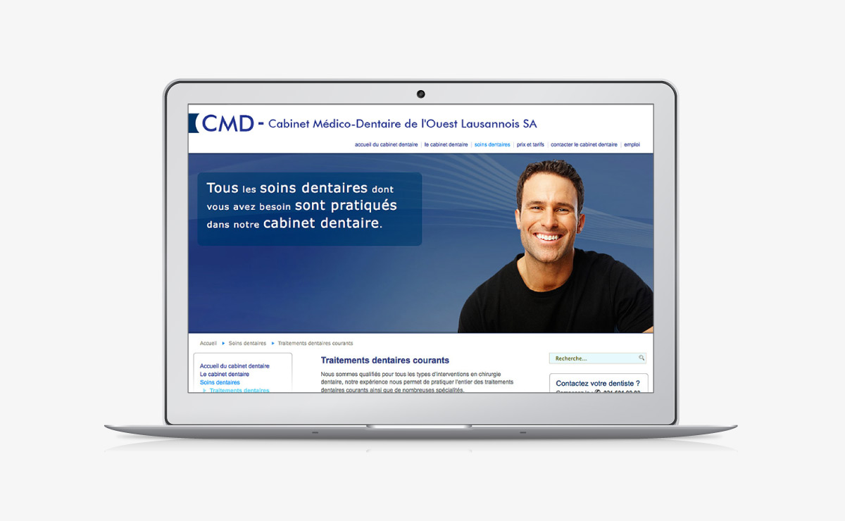 Création du site internet du cabinet dentaire CMD à Lausanne