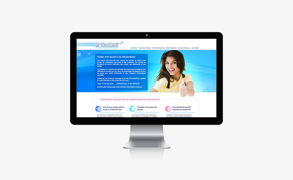 Site internet Orthodent dentiste à Lausanne, Vevey, Châtel-St-Denis et Bulle