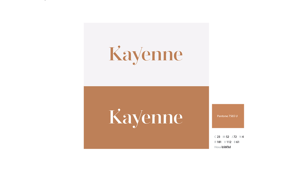 Création du logo et de l'identité visuelle de kayenne, cosmétique bio et maquillage 100% naturel