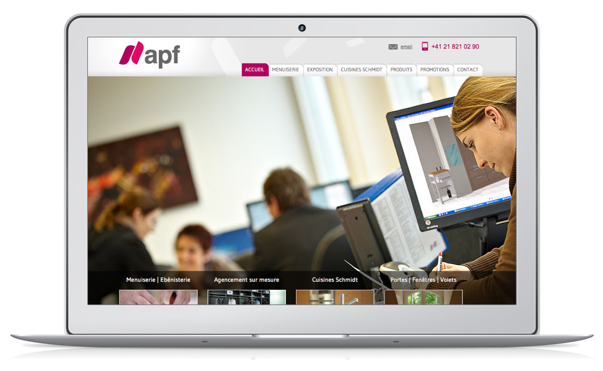 Site internet WordPress d'APF Menuiserie