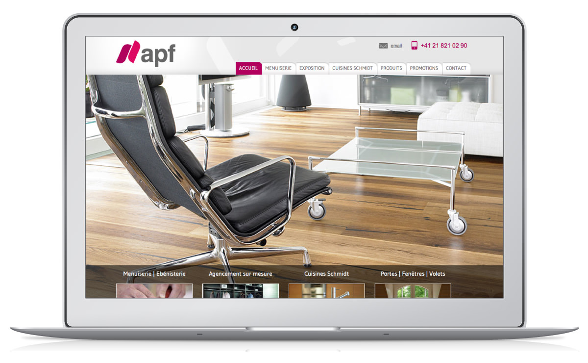 Site internet WordPress d'APF Menuiserie