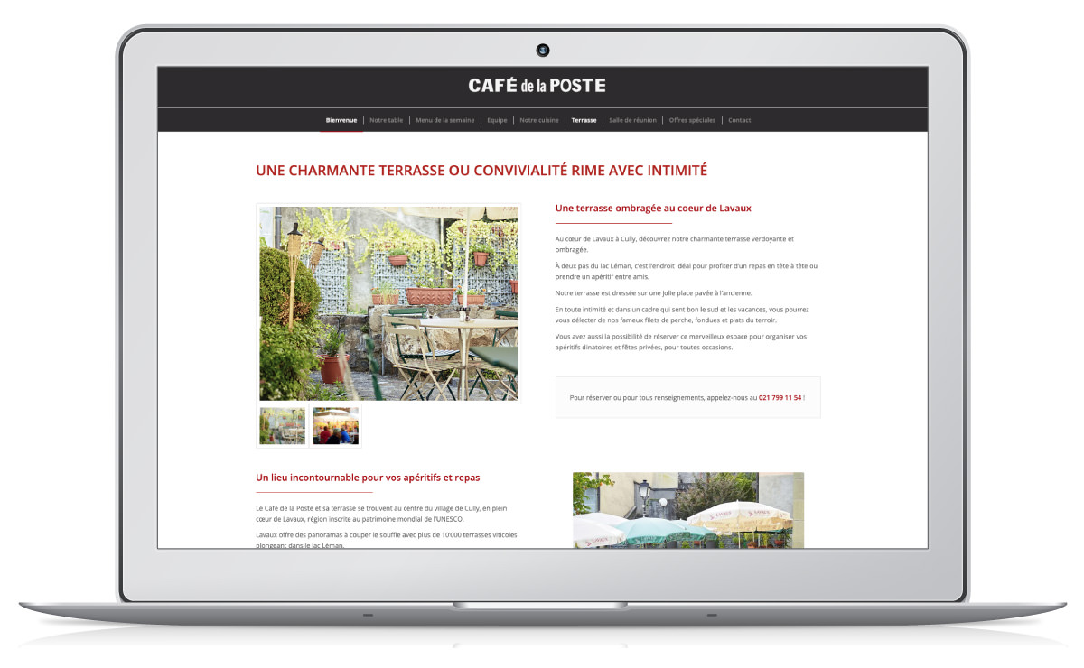 Réalisation site internet Restaurant Café de la Poste à Cully