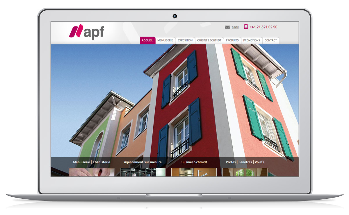 Site internet WordPress d'APF Menuiserie