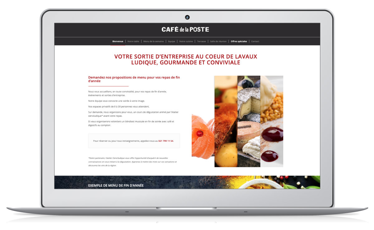 Réalisation site internet Restaurant Café de la Poste à Cully