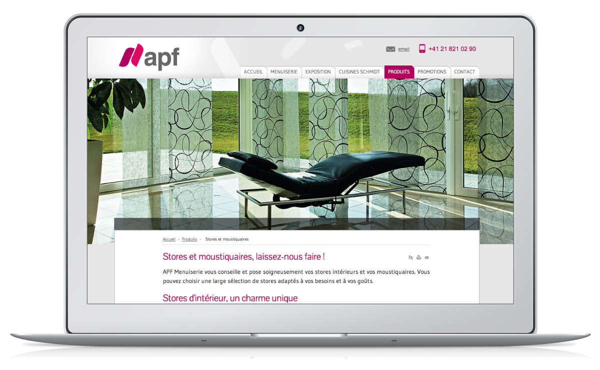 Site internet WordPress d'APF Menuiserie