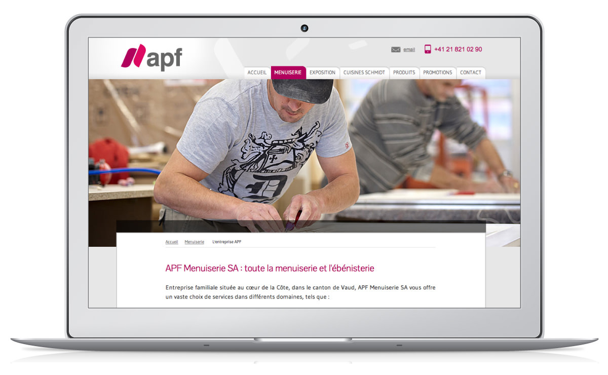 Site internet WordPress d'APF Menuiserie
