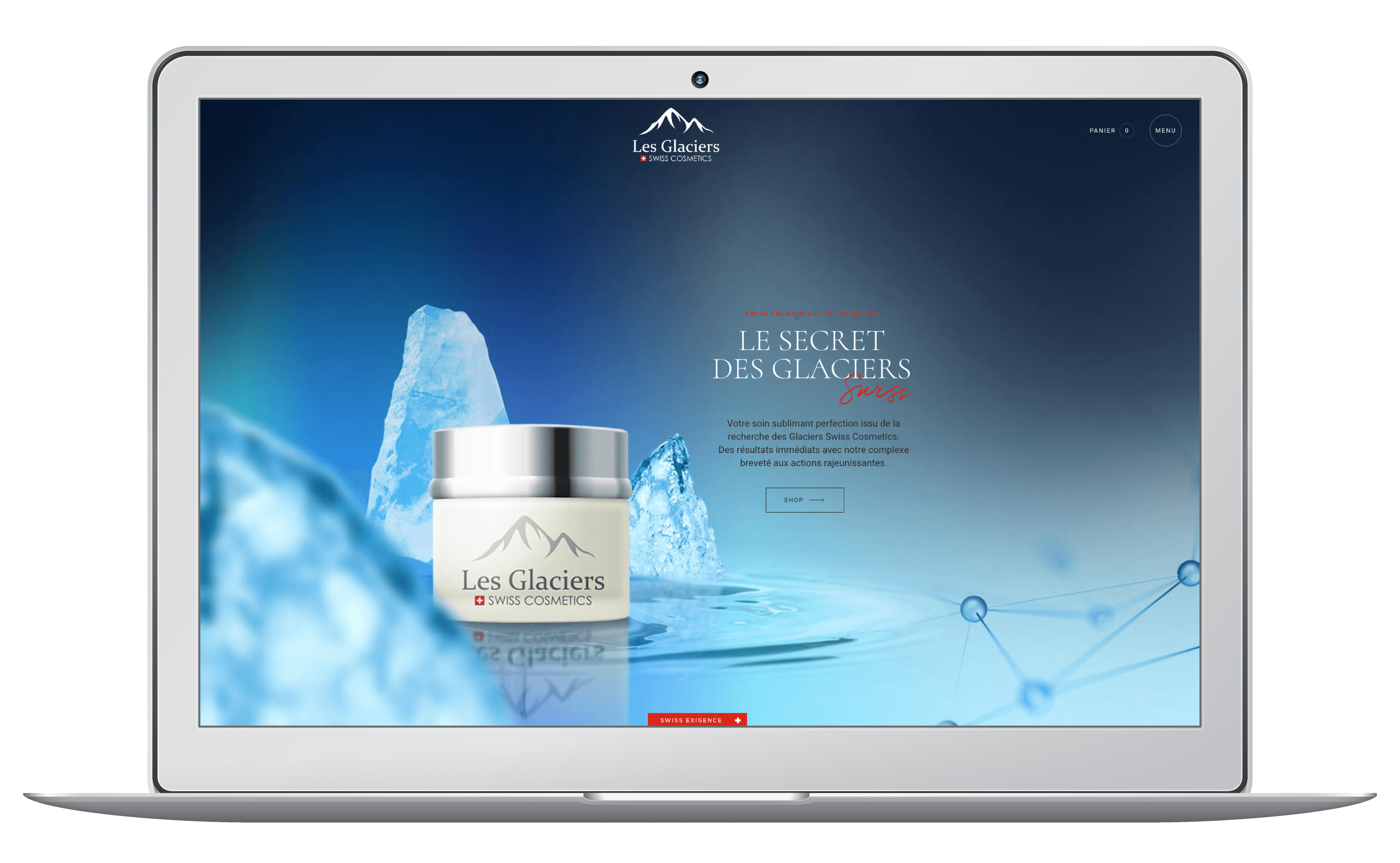 Lancement d'une entreprise de cosmétique suisse. Graphisme, marque et site internet wordpress