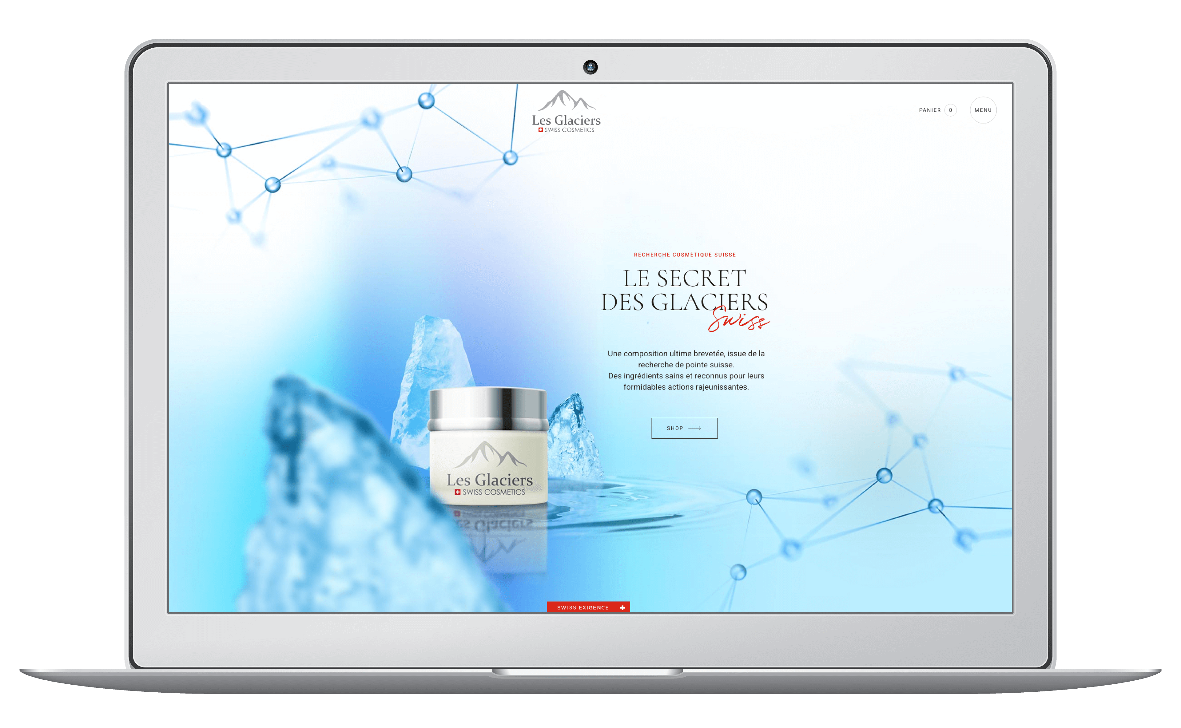 Lancement d'une entreprise de cosmétique suisse. Graphisme, marque et site internet wordpress