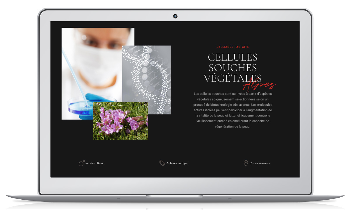 Cosmétique suisse haut de gamme : lancement de marque, design, site internet, marketing digital.