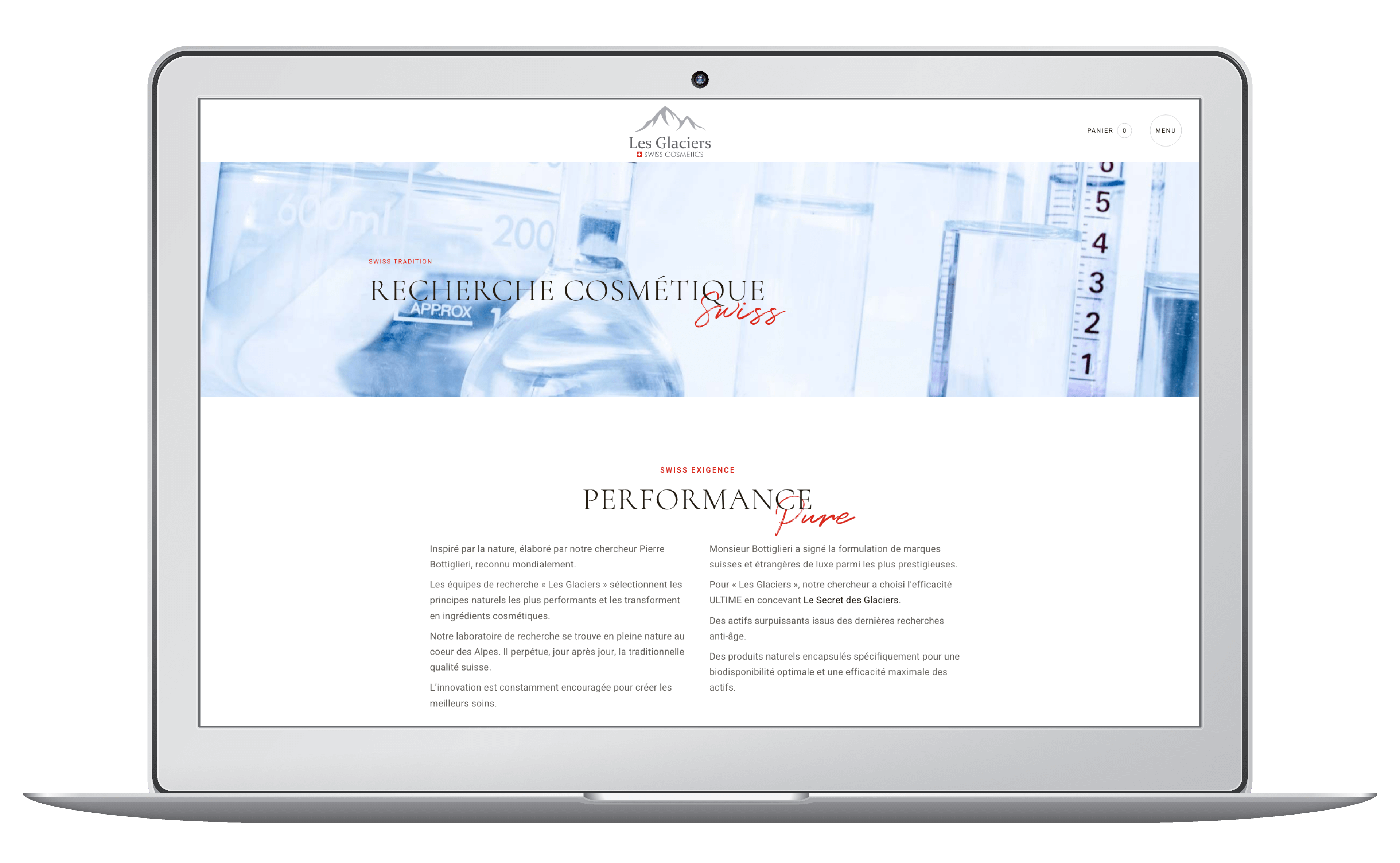 Lancement d'une entreprise de cosmétique suisse. Graphisme, marque et site internet wordpress