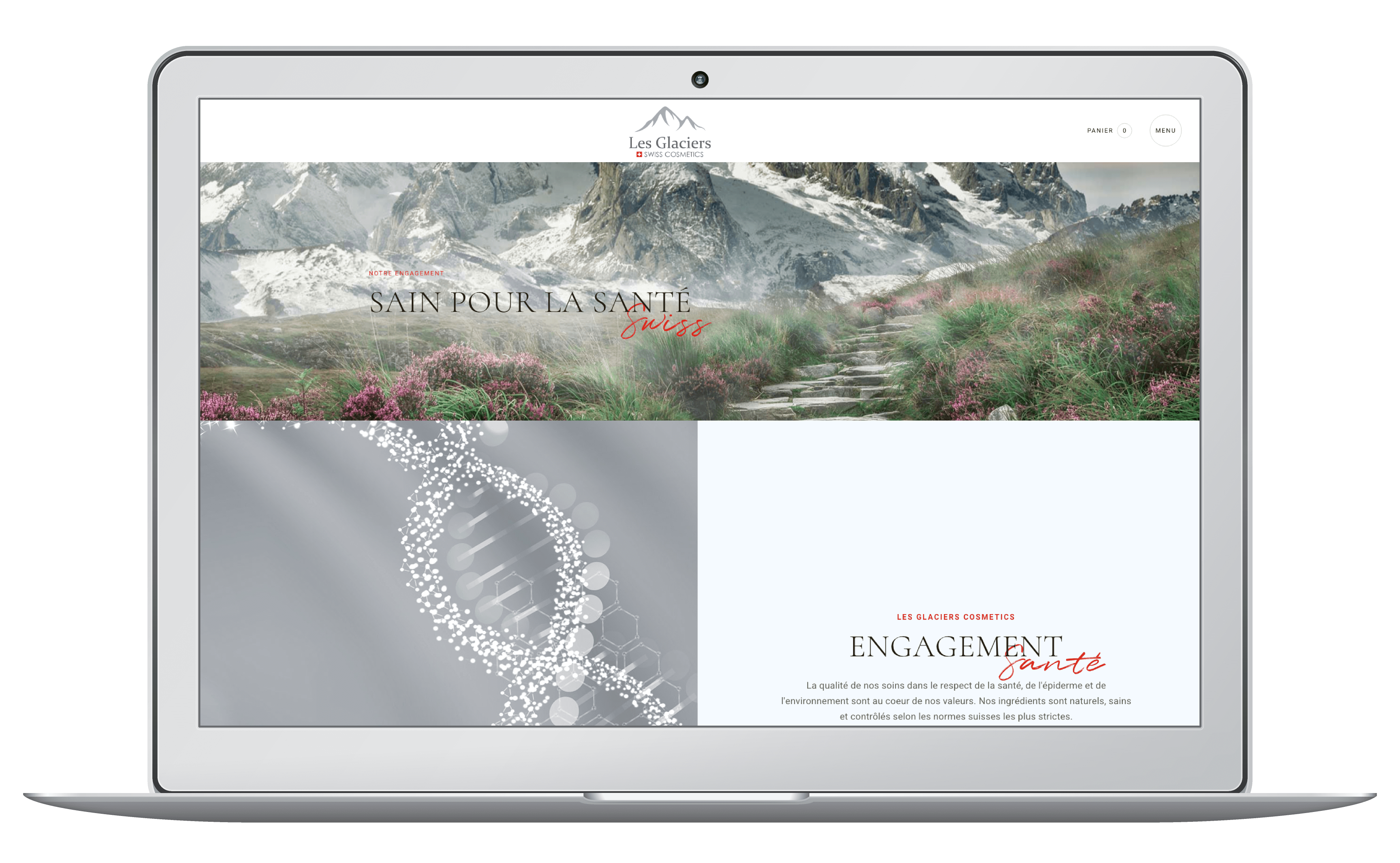 Lancement d'une entreprise de cosmétique suisse. Graphisme, marque et site internet wordpress