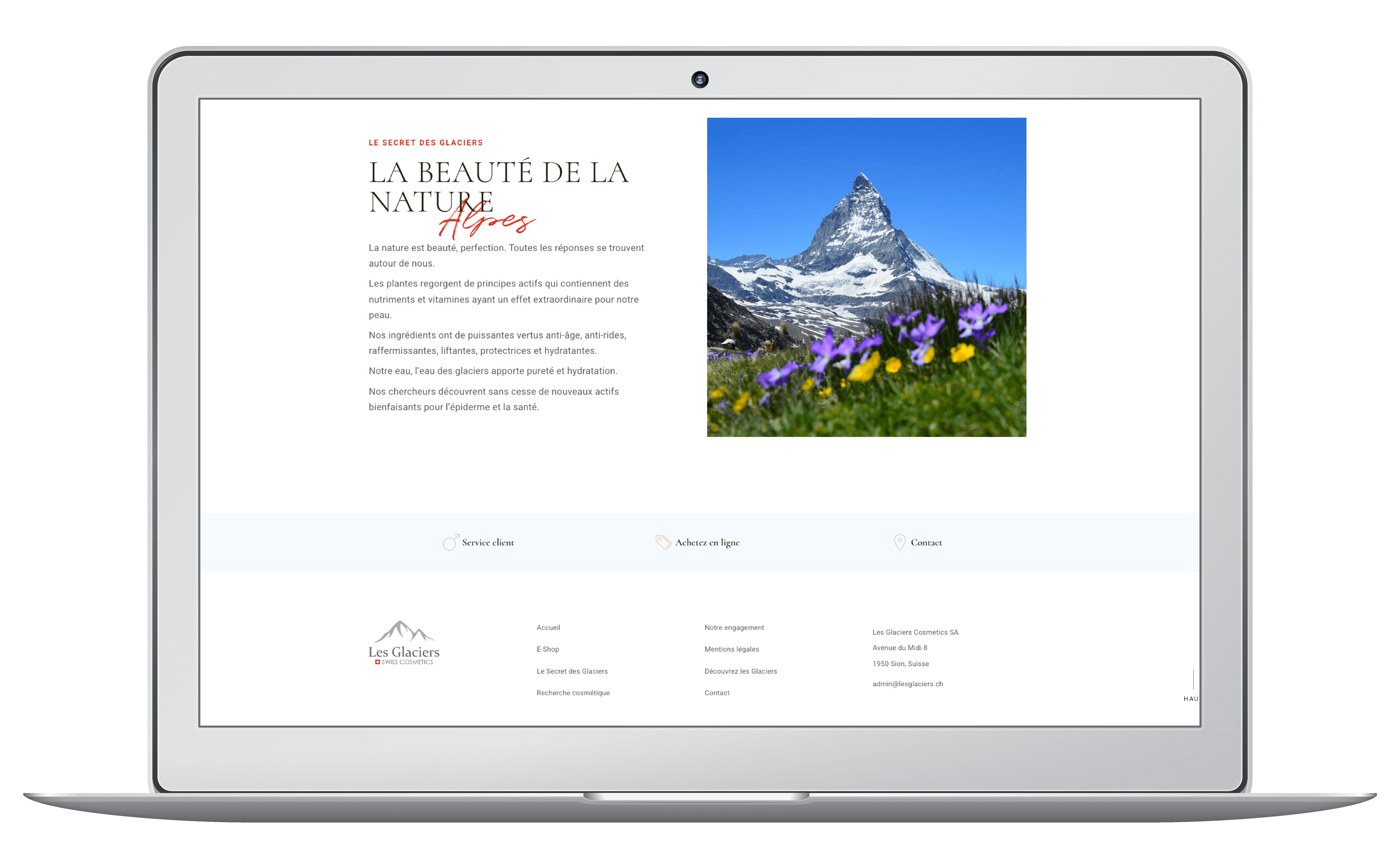 Lancement d'une entreprise de cosmétique suisse. Graphisme, marque et site internet wordpress