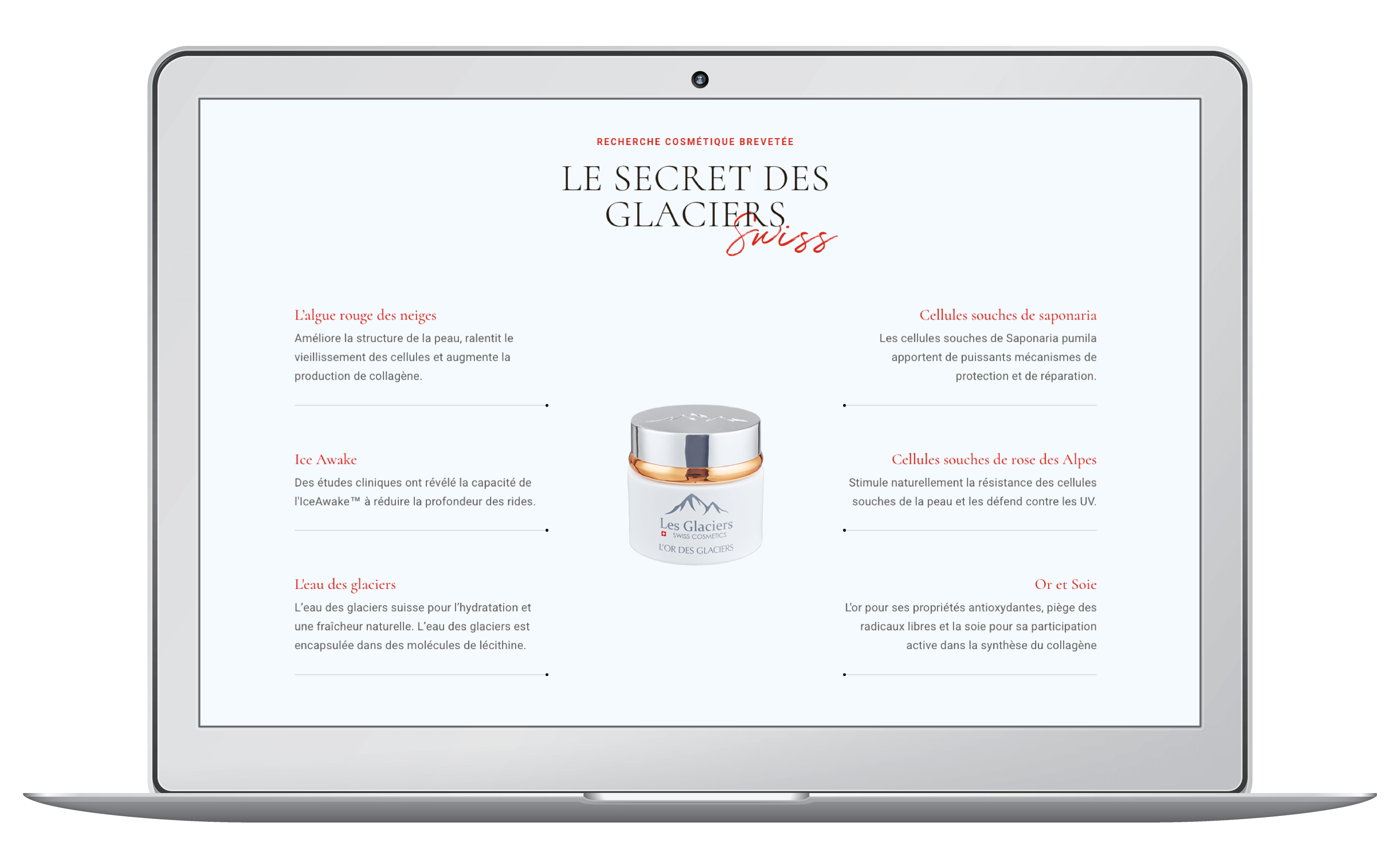 Lancement d'une entreprise de cosmétique suisse. Graphisme, marque et site internet wordpress