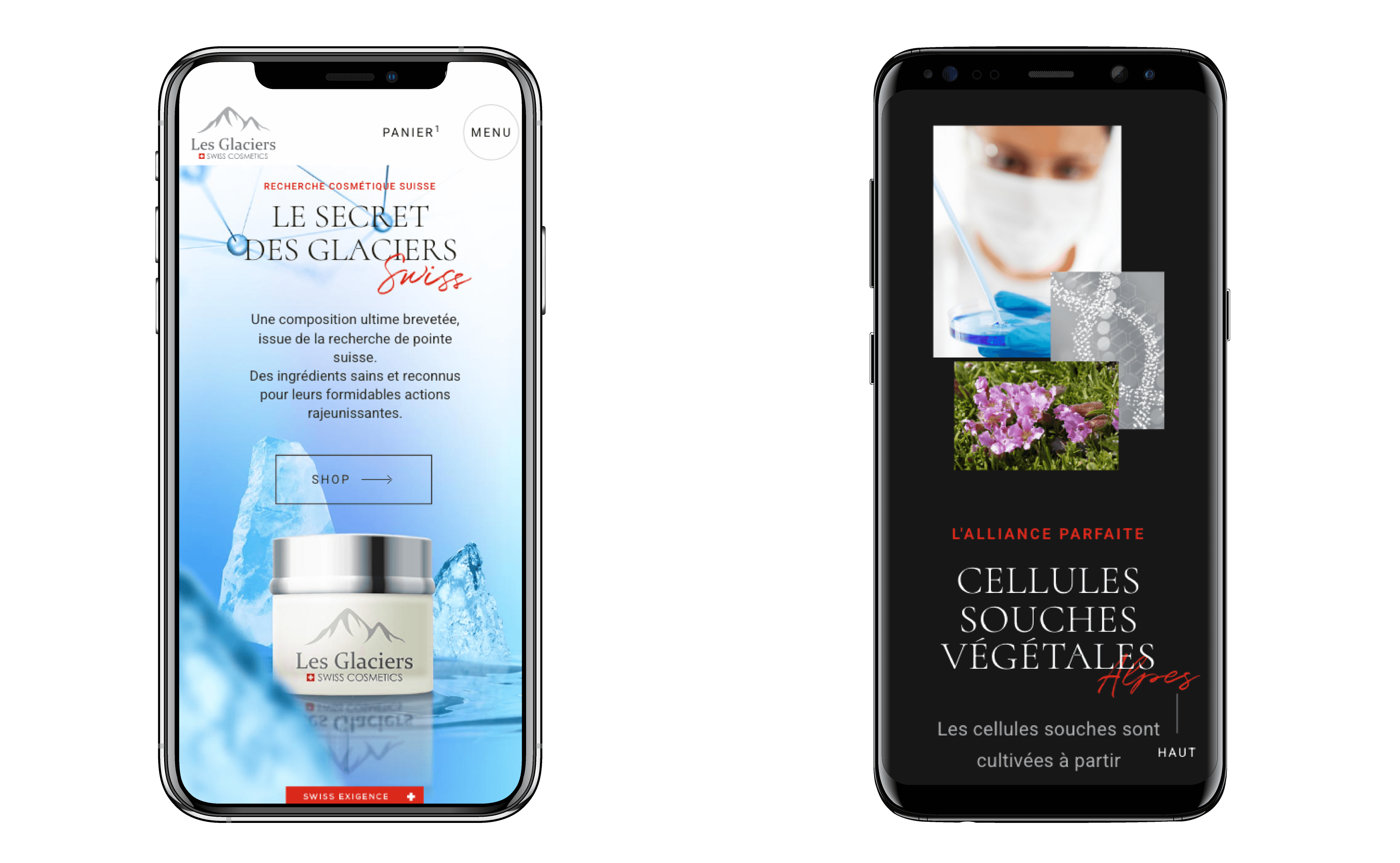 Lancement d'une entreprise de cosmétique suisse. Graphisme, marque et site internet wordpress
