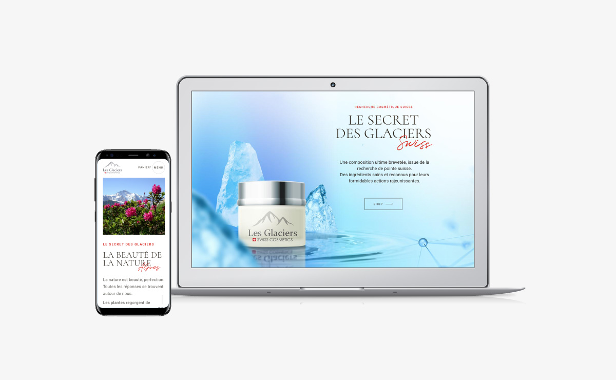 Lancement d'une entreprise de cosmétique suisse. Graphisme, marque et site internet wordpress