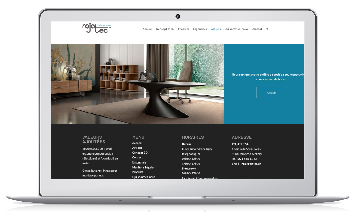 Création du website pour un shop de mobilier de bureau à Lausanne dans le canton de Vaud.
