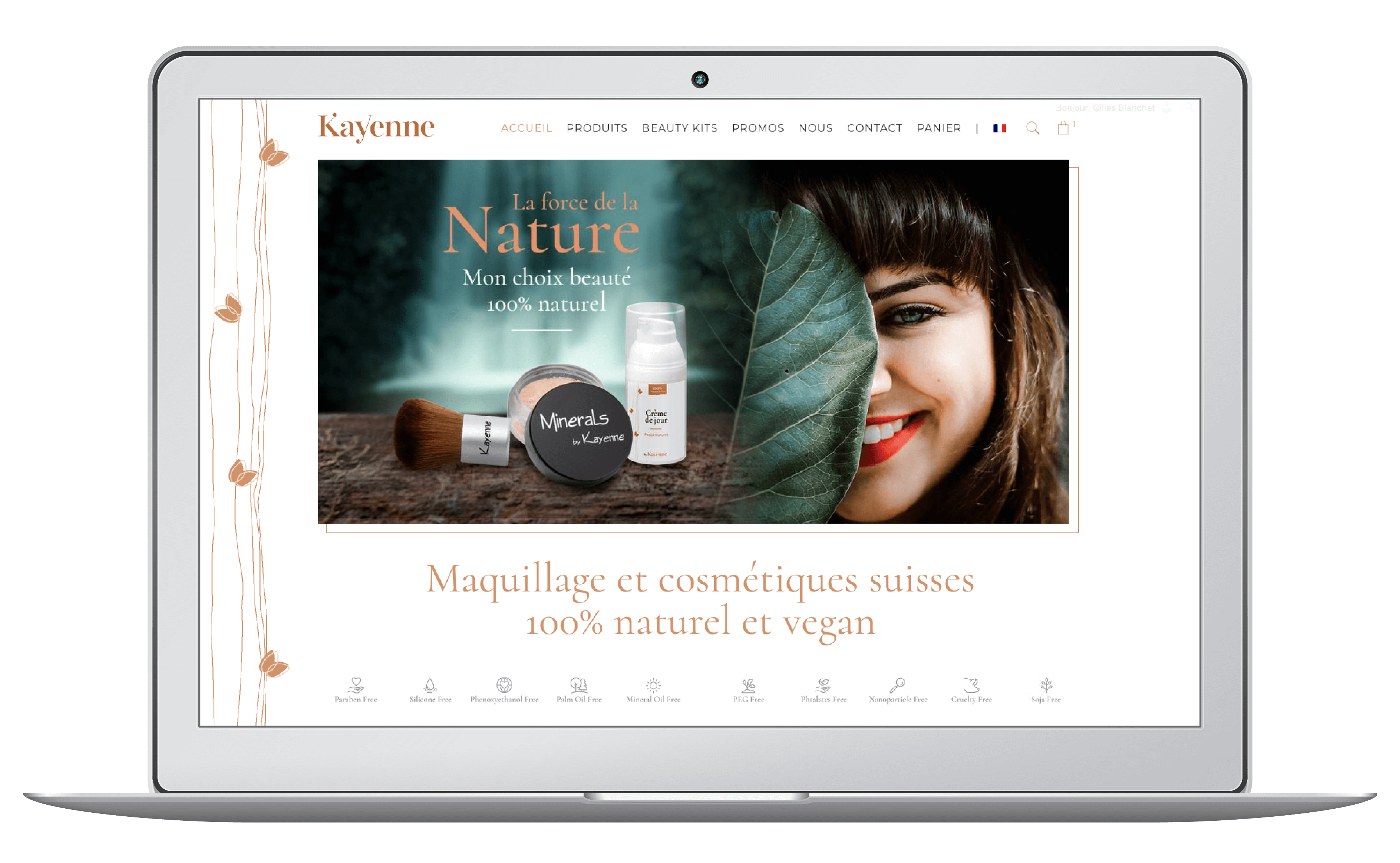 Création du e-commerce et du logo pour Kayenne cosmétiques suisses