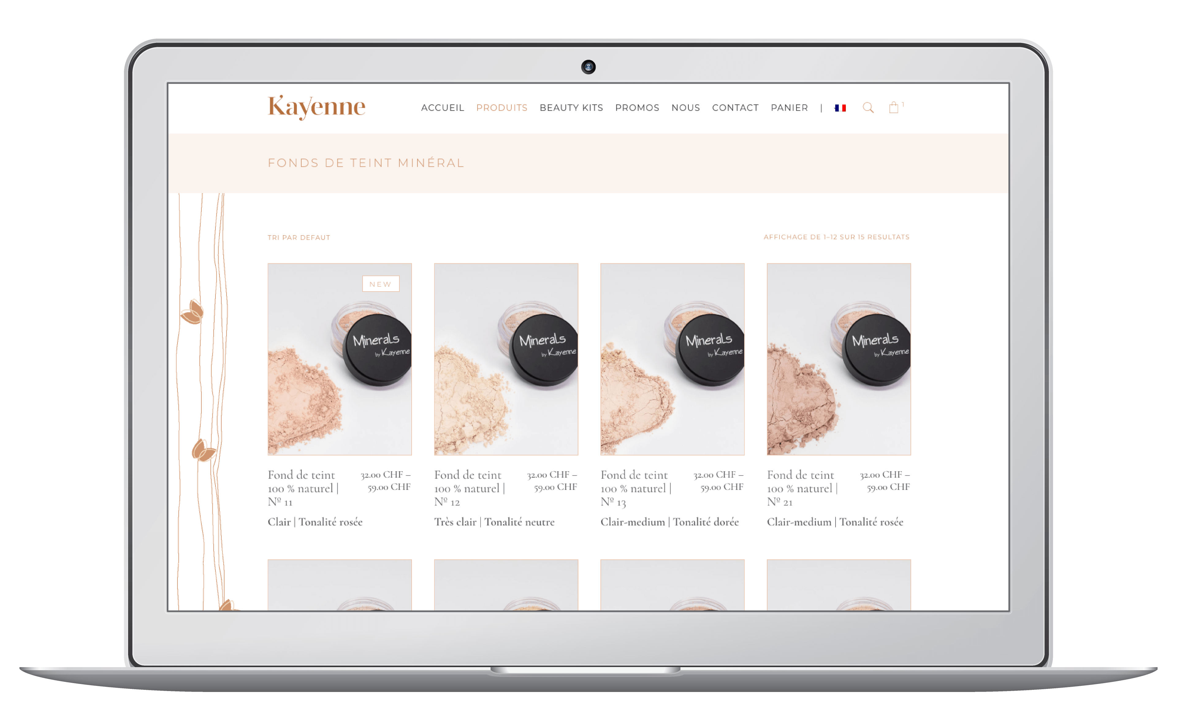 Création du e-commerce et du logo pour Kayenne cosmétiques suisses