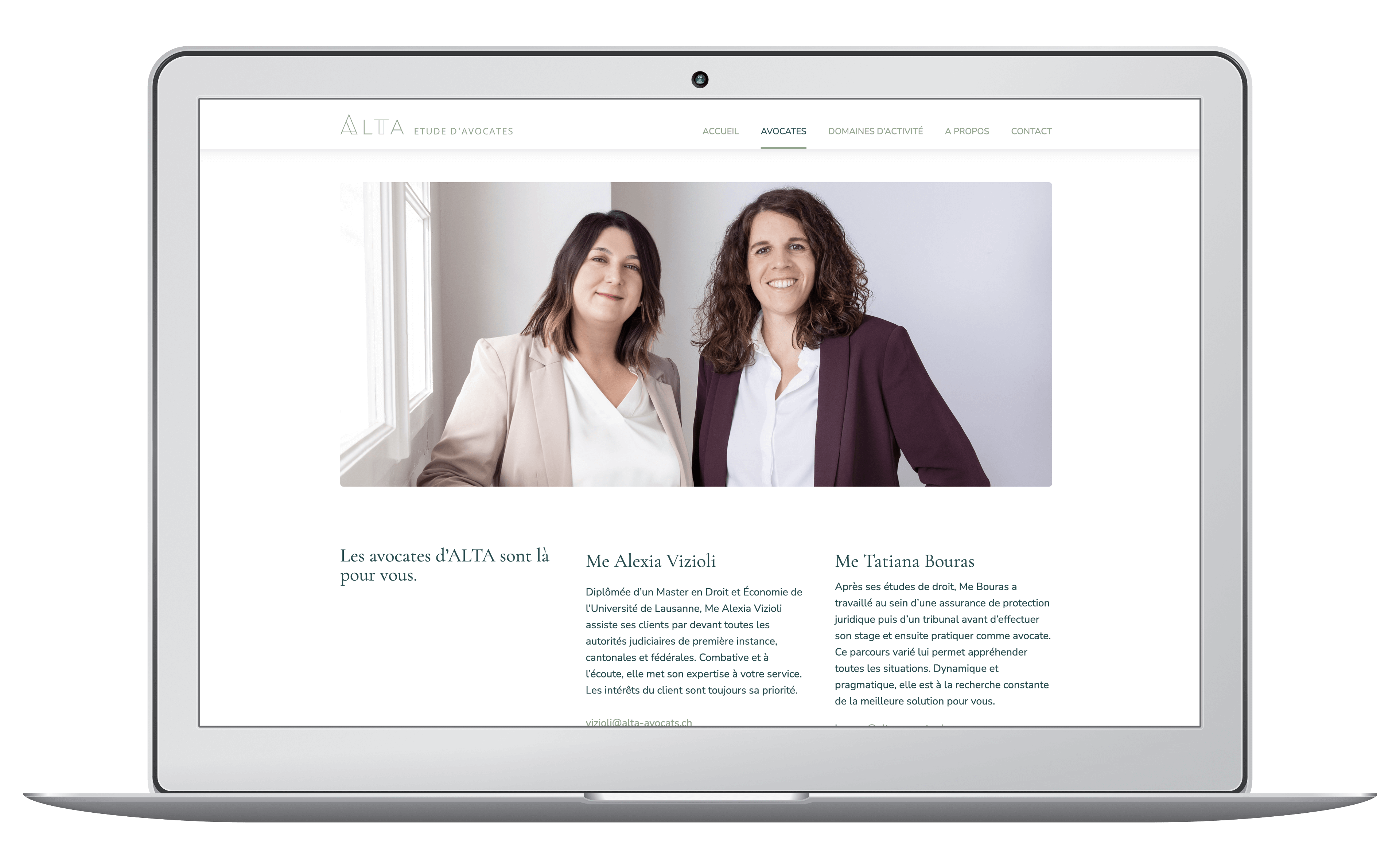 Création du site web de l'étude d'avocates, section à propos