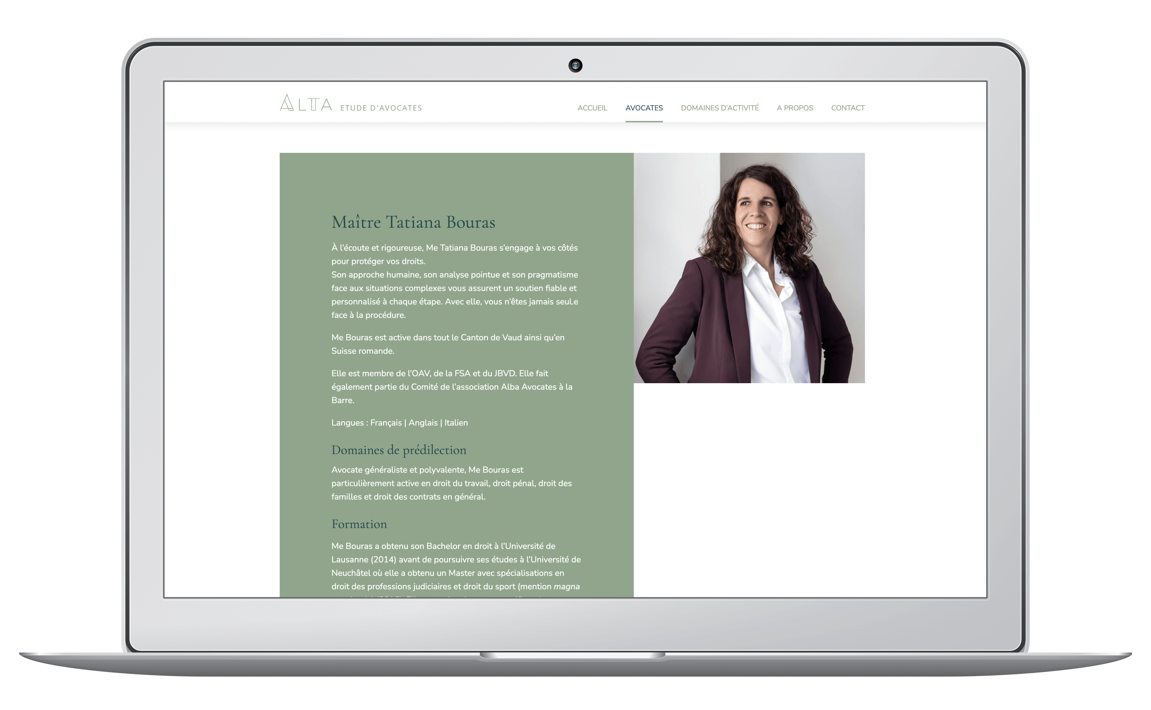 Création du site web de l'étude d'avocates, section avocates