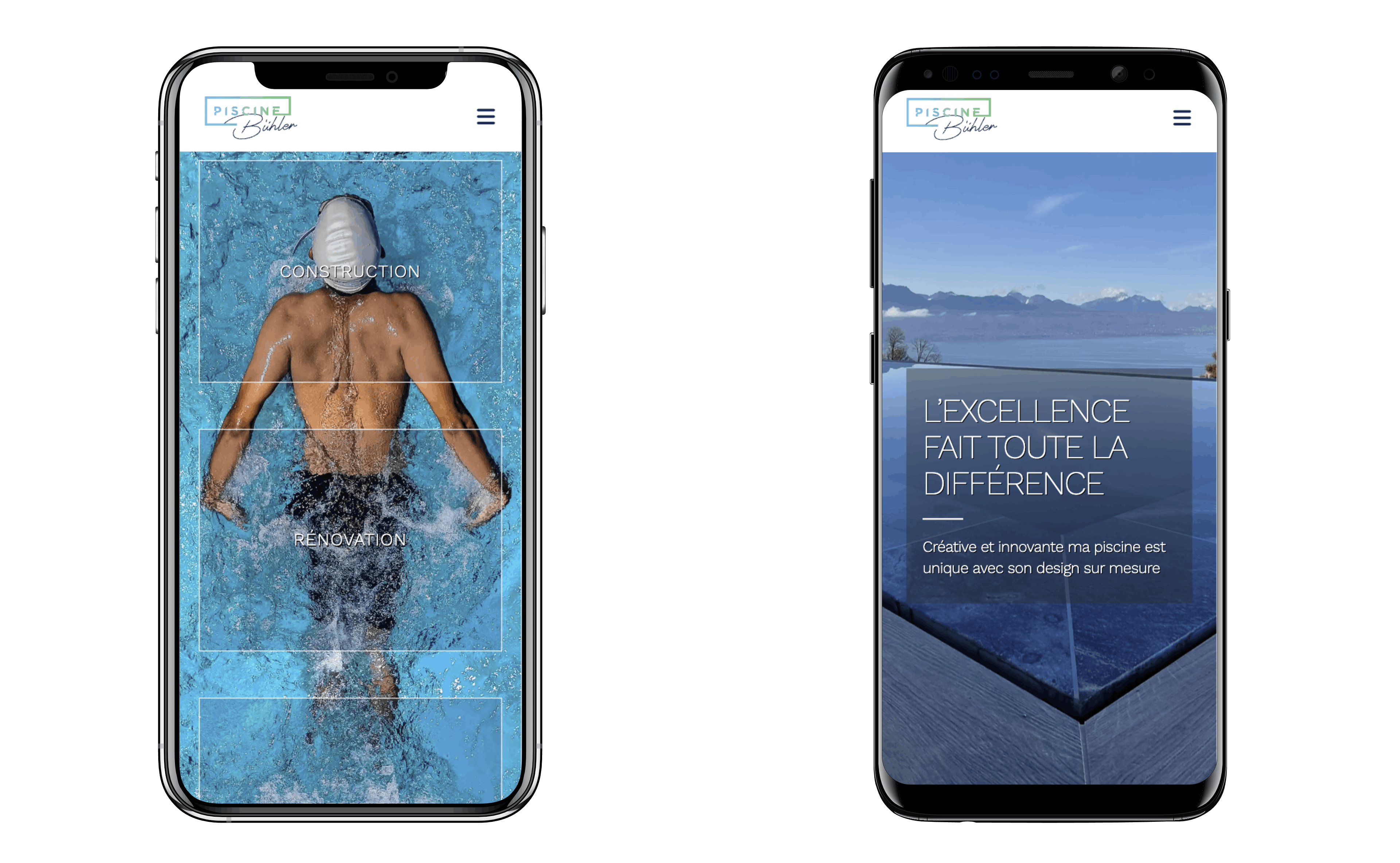 Site web responsive piscine mobile
